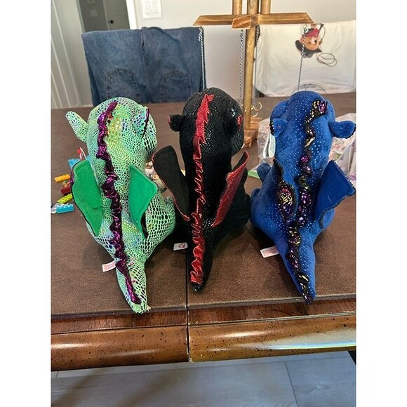 Ty Beanie Boos dragon lot of 3 - Grindal, Cinder, Saffire the Dragons NWT - Picture 3 of 5